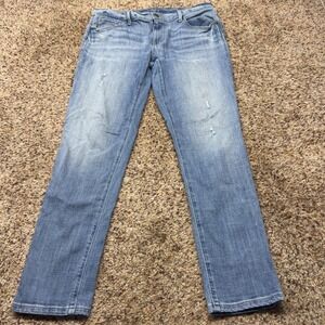 Ann Taylor Loft Relaxed Skinny Jeans Womens 29/8 Medium Wash Distressed Denim